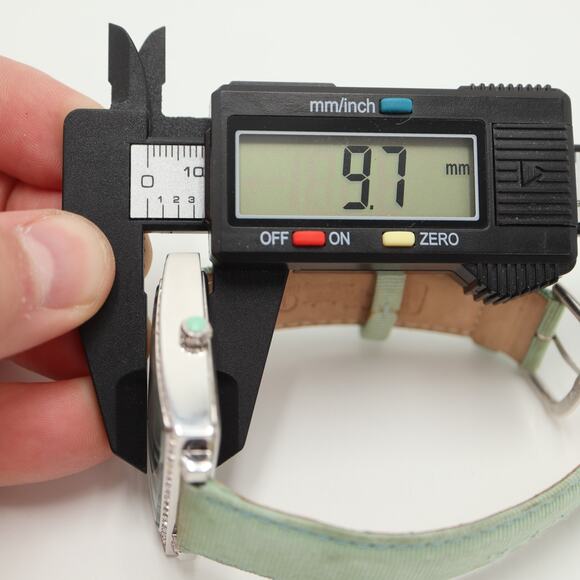 Victoria Wieck Women Gem Square Watch 36mm Dial Teal Leather Strap w New Battery - Picture 3 of 16